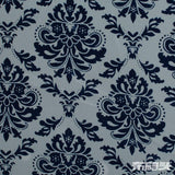 Dark Blue Damask Jacquard, Polyester — photo 1