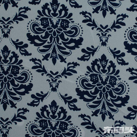 Dark Blue Damask Jacquard, Polyester