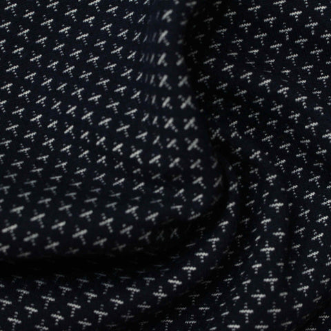 Jacquard Polyester Viscose Interlock Knit Fabric, 323 gsm, 170 cm — Navy