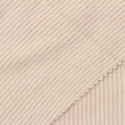 Viscose Polyester Stretch Rib Knit Fabric, 250 gsm, 145 cm — Beige
