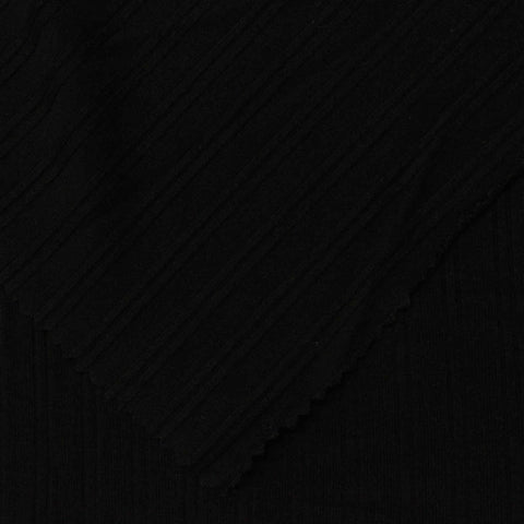 Viscose Stretch Rib Knit Fabric, 225 gsm — Black