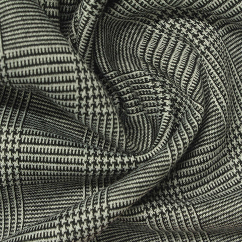 Black Plaid Jacquard, Polyester, 300 gsm, 165 cm