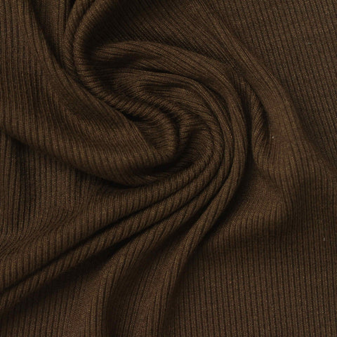 Viscose Stretch Rib Knit Fabric, 274 gsm, 129 cm — Brown