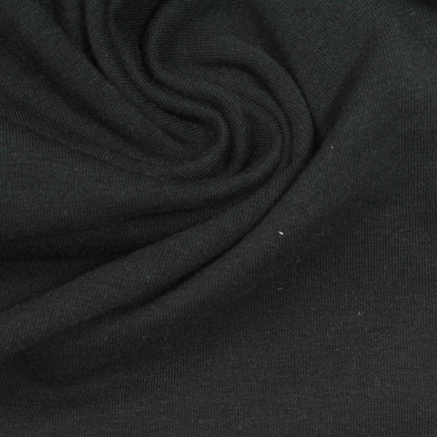 Cotton Polyester Stretch French Terry Fabric, 240 gsm, 165 cm — Black