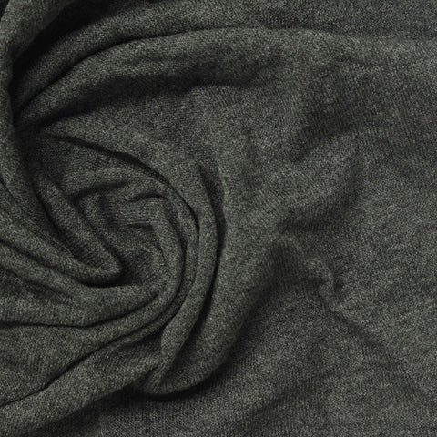 Dark Grey Heathered-Marl Jersey Knit, Poly-Viscose, 140 gsm