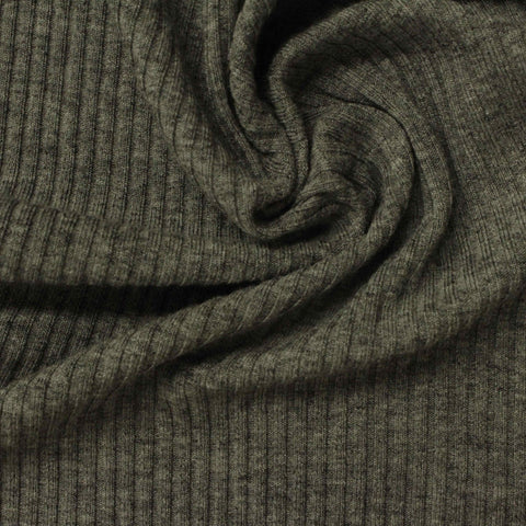 Heather Viscose Stretch Rib Knit Fabric, 210 gsm, 150 cm — Green