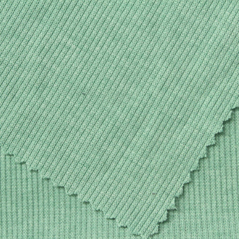 Light Green Marl Rib Knit, Poly-Viscose, 270 gsm