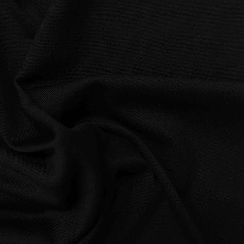 Polyester Stretch Jersey Knit Fabric, 116 gsm, 180 cm — Black