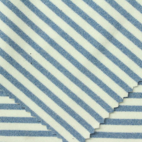 Blue Horizontal-Stripe Velvet, Polyester