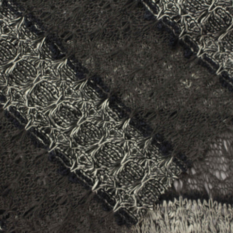 Black Horizontal-Stripe Chunky Knit, Poly-Viscose, 160 gsm