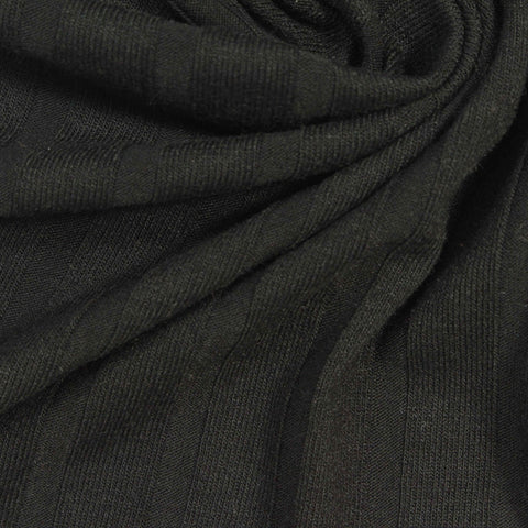 Polyester Viscose Stretch Rib Knit Fabric, 192 gsm, 150 cm — Green