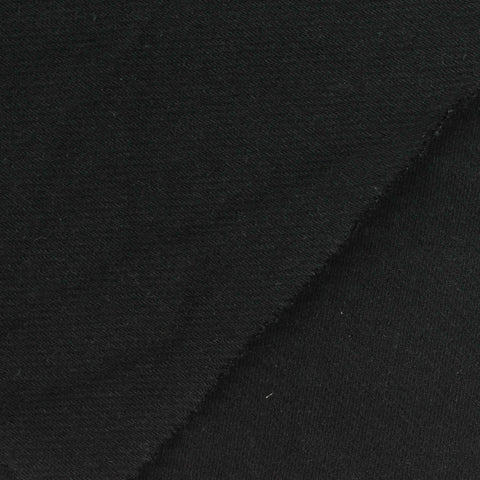 Cotton Stretch French Terry Fabric, 330 gsm, 165 cm — Black