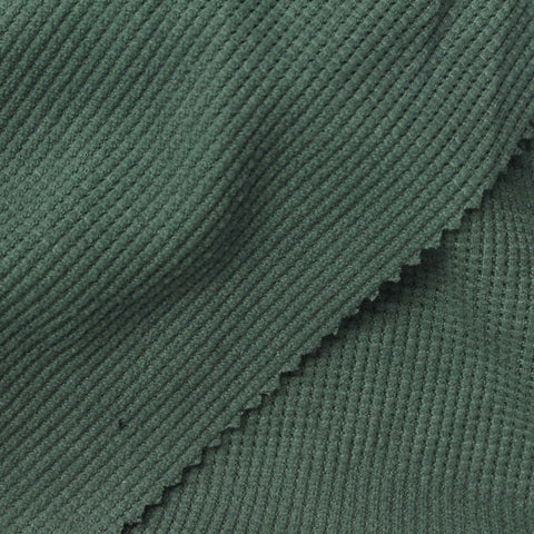 Brushed Polyester Stretch Waffle Knit Fabric, 260 gsm, 138 cm — Green