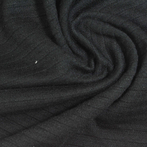 Black Stripes Rib Knit, Poly-Viscose
