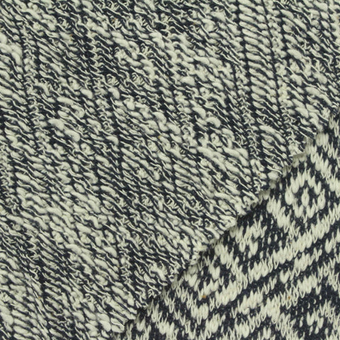 Black Geometric-Diamond Chunky Knit, Cotton-Poly, 260 gsm