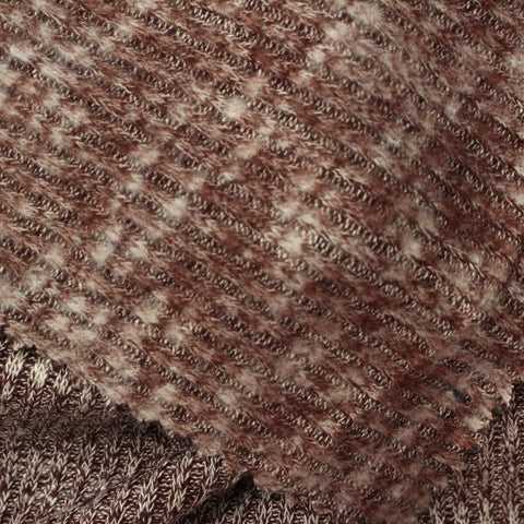 Heathered Brown Marl Rib Knit, Viscose-Poly, 251 gsm