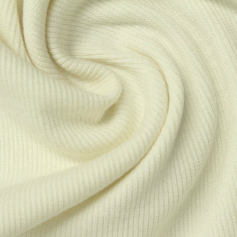 Polyester Viscose Stretch Rib Knit Fabric, 300 gsm, 120 cm — Beige