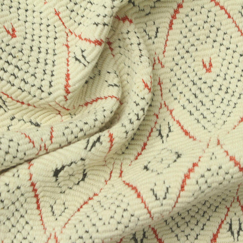 Cream Diamond Interlock Knit, Cotton-Poly