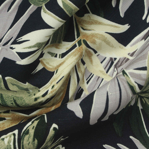 Green Tropical-Leaf Woven, Tencel Lyocell-Linen
