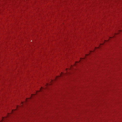 Brushed Cotton Polyester French Terry Fabric, 320 gsm, 170 cm — Red