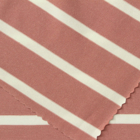 Terracotta Horizontal-Stripe Jersey Knit, Viscose