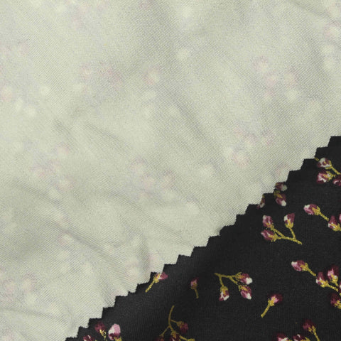 Gold Branches Ponte Knit, Viscose-Poly