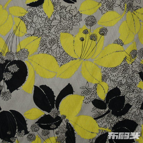 Yellow Floral Jacquard, Cotton