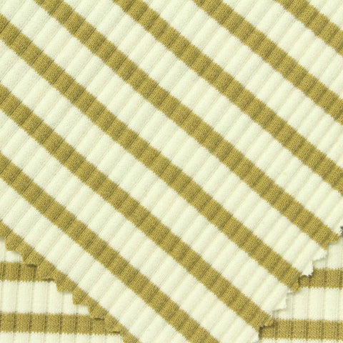 Off-White Horizontal-Stripe Knit, Cotton-Poly, 260 gsm, 125 cm