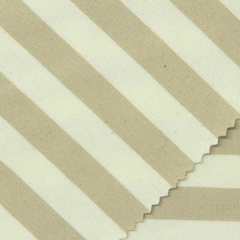 Beige Horizontal-Stripe Ponte Knit, Viscose-Nylon, 296 gsm