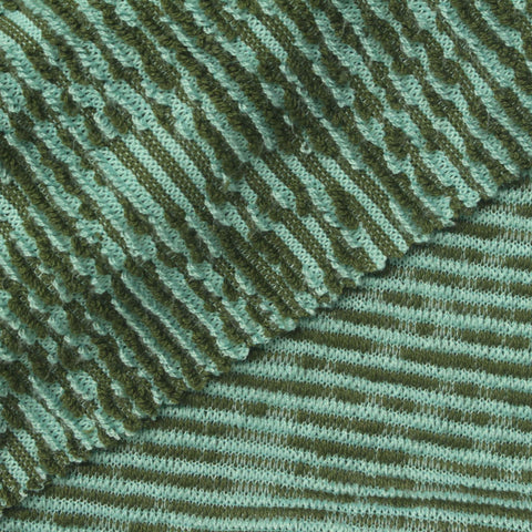 Light Green Stripes Jersey Knit, Poly-Cotton