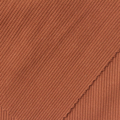 Polyester Stretch Rib Knit Fabric, 250 gsm, 158 cm — Brown