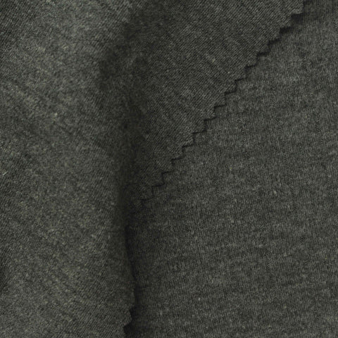 Dark Grey Heather Interlock Knit, Cotton-Poly