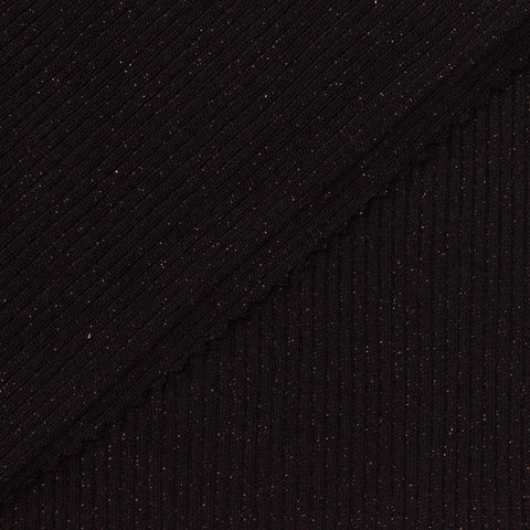 Gold Sparkle Rib Knit, Poly-Viscose