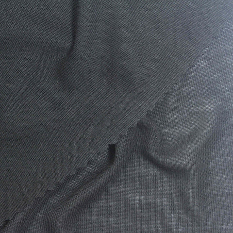 Dark Grey Heathered-Marl Rib Knit, Tencel Lyocell