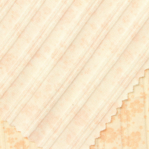 Peach Floral Rib Knit