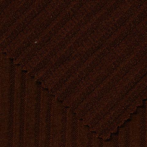 Brushed Polyester Stretch Rib Knit Fabric, 240 gsm, 155 cm — Brown