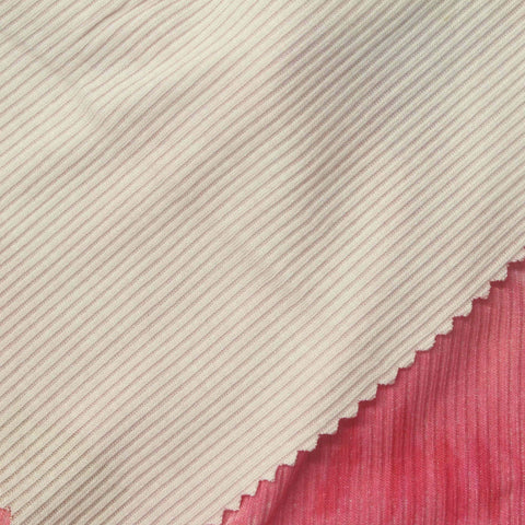 Pink Floral Rib Knit, Viscose