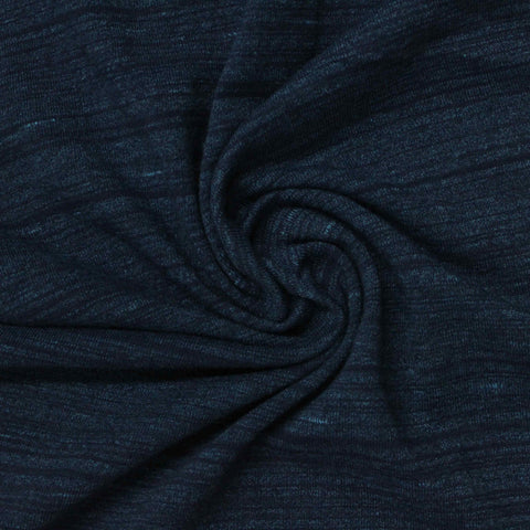 Dark Blue Marl Jersey Knit, Cotton-Poly, 182 gsm