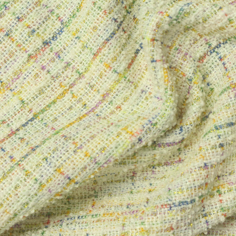 Yellow Subtle-Plaid Bouclé, Poly-Cotton