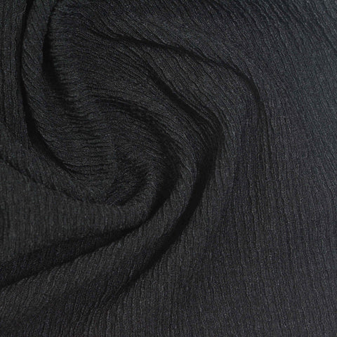 Polyester Stretch Crepe Fabric, 150 gsm, 150 cm — Black