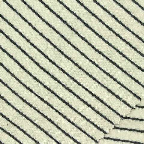 Black Horizontal-Stripe Rib Knit, Cotton, 200 gsm, 165 cm