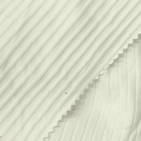 Cotton Stretch Rib Knit Fabric, 200 gsm, 100 cm — White