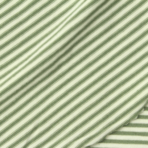 Green Horizontal-Stripe Jersey Knit, Poly-Spandex