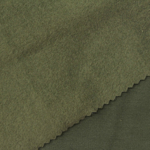 Brushed Cotton Polyester Stretch French Terry Fabric, 340 gsm, 180 cm — Green