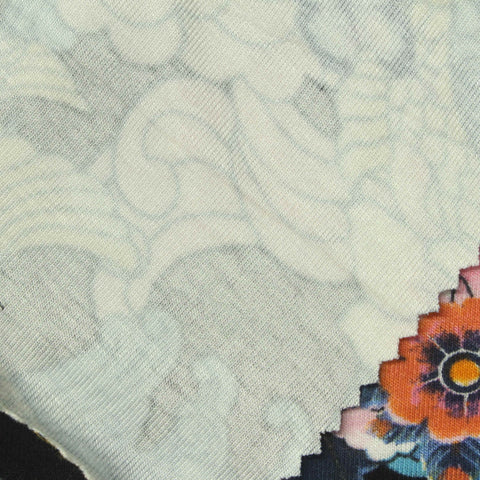 Pink Floral Rib Knit, Viscose, 290 gsm