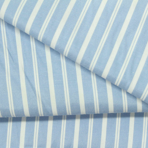 Light Blue Vertical-Stripe Woven, Poly-Cotton, 110 gsm