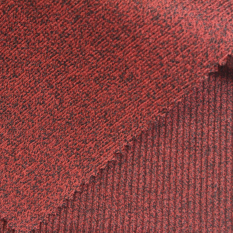 Red Marl Rib Knit, Cotton-Poly, 457 gsm