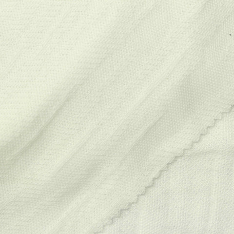 Jacquard Polyester Cotton Pointelle Knit Fabric, 230 gsm, 165 cm — White