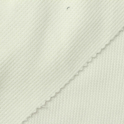 Brushed Polyester Stretch Waffle Knit Fabric, 240 gsm, 138 cm — White