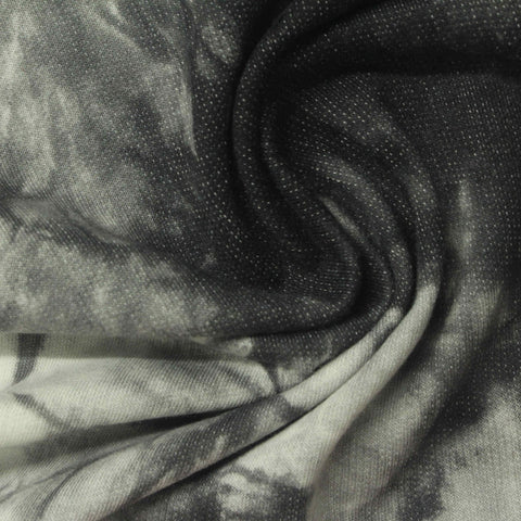 Black Abstract French Terry, Cotton-Poly, 215 gsm